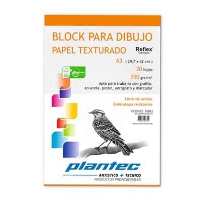 Block Plantec para dibujo A4 350grs. texturizado 20 hojas