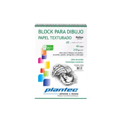 Block Plantec Dibujo A5 210grs. texturado 40h anillado