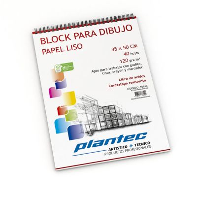 Block Plantec para dibujo 35x50 120grs. 40 hojas anillado