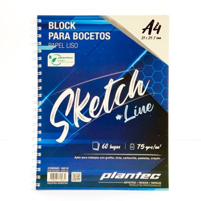 Block Plantec tapa azul papel blanco liso A4 75g 60 hojas