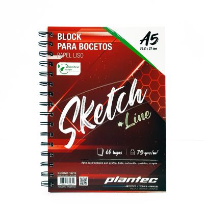 Block Plantec tapa bordo papel blanco liso A5 75g 60 hojas