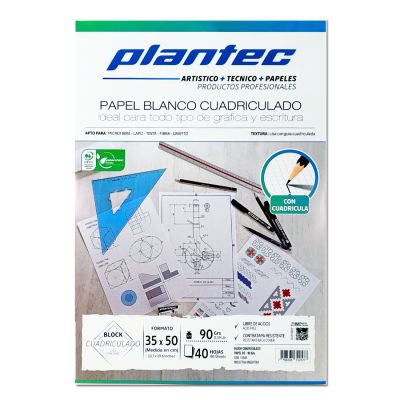 Block Plantec cuadriculado 35x50 90gr.40 hojas