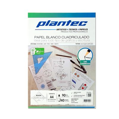 Block Plantec cuadriculado A4 90gr.40 hojas