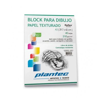Block Plantec p/Dibujo A3 210grs rugoso 40hjs.