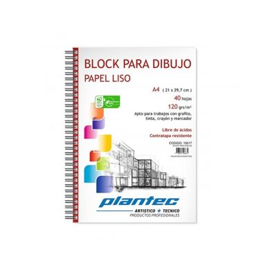 Block Plantec p/Dibujo A4 120grs.40hjs anillado