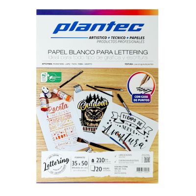 Block Plantec lettering 35x50 210gr. 20 hojas puntos