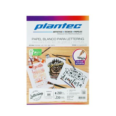 Block Plantec lettering A4 210gr. 20 hojas puntos