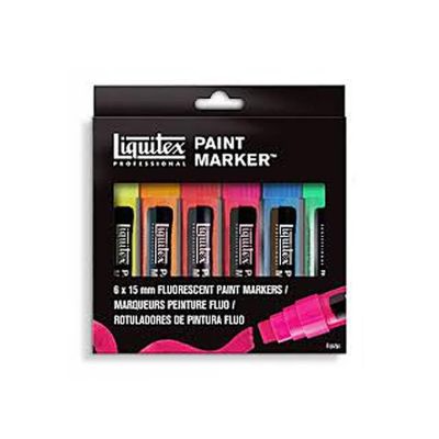 Set de  marcadores Liquitex de pintura fluorescentes x 6 gruesos