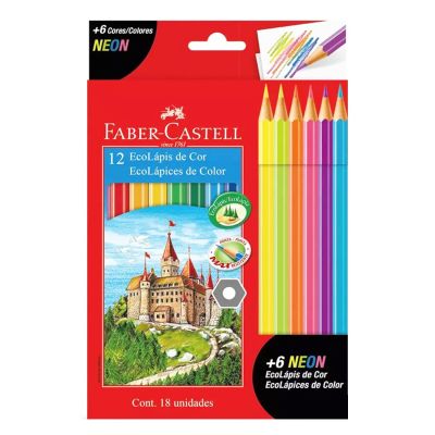 Set de lápices Faber Castell ecolapiz x 12 + 6 neon
