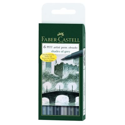 Set de marcadores Faber Castell Pitt Artist x6 grises