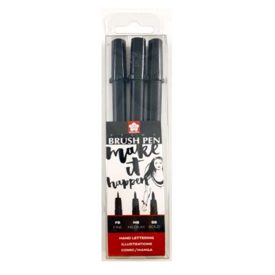 Set de marcadores Sakura Brush pen x 3 Black