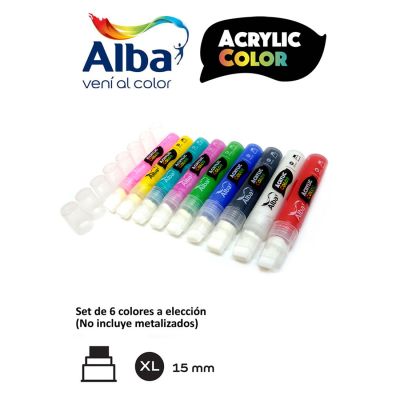 Pack de 9 marcadores acrylic Alba de 15 mm