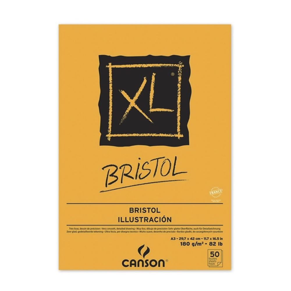 CANSON Bloc de 50 feuilles de papier dessin XL BRISTOL 180g A3